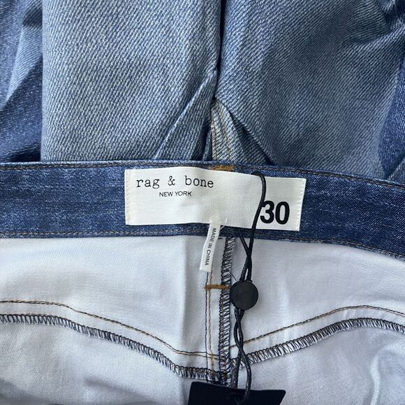 RAG & BONE Stretch Miramar Nina Cigarette Jeans Size 30 Byron Patchwork Blue NEW - Picture 9 of 11